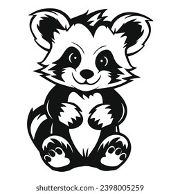 Red Panda silhouettes and icons. Black flat color simple elegant white background Red Panda animal vector and illustration.