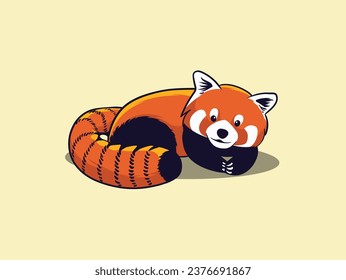 red panda sitting cartoon illustration animal