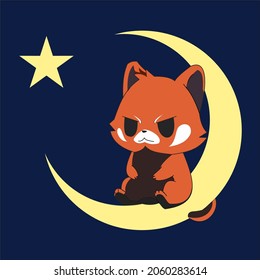 Rote Panda auf dem Mond