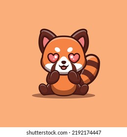 Red Panda Sitting Shocked Cute Creative Kawaii Cartoon Mascot Logo