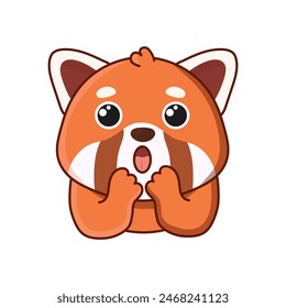 Red panda is surprised. Vector illustration. Cartoon illustration isolated on white background. Great for icon, stickers, card, children's book