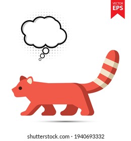 Red panda with thought bubble isolated on white background. Animal symbol for your web site design, logo, app, UI. Eps10 vector illustration.