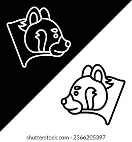 Red panda Vector Icon, Lineal style icon, from Animal Head icons collection, isolated on Black and white Background.