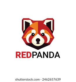 estilo de diseño de logotipo de Vector panda rojo 