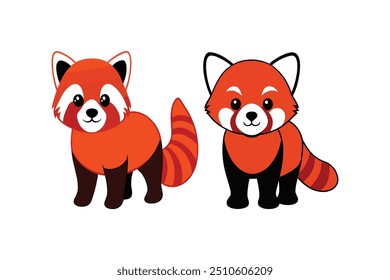 Red Panda vector silhouette with white Background