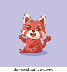 Red panda waving his hand