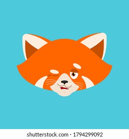 Red panda winks emoji avatar. Face Wild animal happy emotion. Vector illustration
