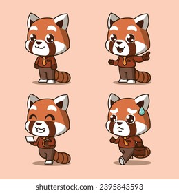 red panda worker cute character design