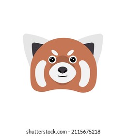 Red pandas head. Cute wild animals, characters portrait isolated on white background