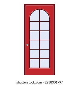 red paneled door with glass. Vector eps10.