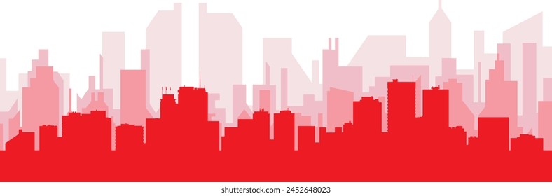 Red panoramic city skyline poster with reddish misty transparent background buildings of ANCHORAGE, UNITED STATES