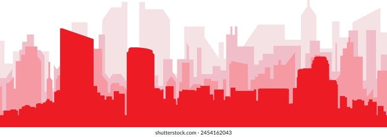 Red panoramic city skyline poster with reddish misty transparent background buildings of GRAND RAPIDS, UNITED STATES