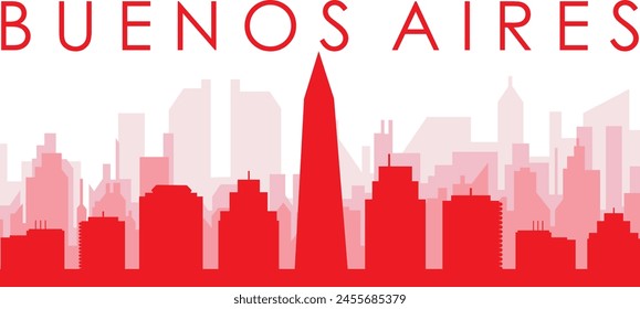 Red panoramic city skyline poster with reddish misty transparent background buildings of CALGARY, CANADA