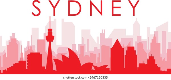 Red panoramic city skyline poster of SYDNEY, AUSTRALIA