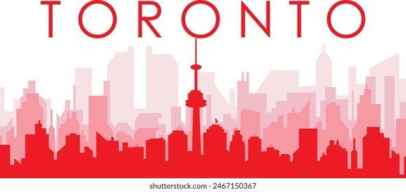 Red panoramic city skyline poster of TORONTO, CANADA