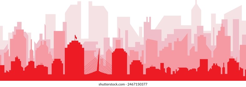 Red panoramic city skyline poster of WINNIPEG, CANADA