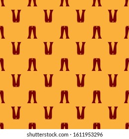 Red Pants icon isolated seamless pattern on brown background.  Vector Illustration