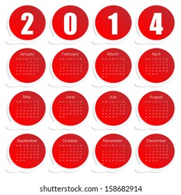 red paper 2014 calendar vector