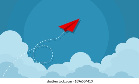 Red paper airplane. Business success concept. vector illustration