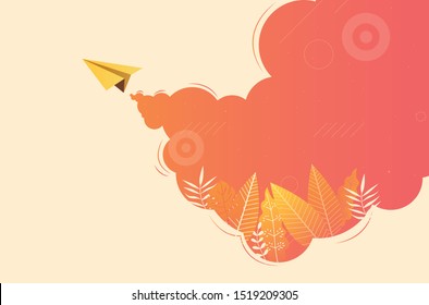 Red Paper Airplane Fly Dark Blue Background