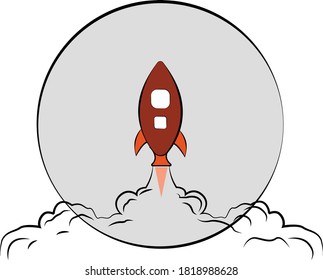 Red paper airplane fly on dark blue background