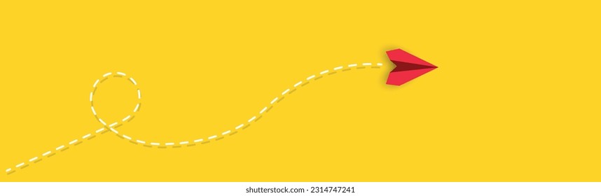 Red paper airplane flying.way forward, unique, innovation, startup idea concepts.travel, freedom, imagination ideas.