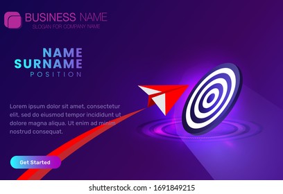 Red paper airplane flying on blue sky and cloud. Business success and leadership creative concept idea. Vector illustration