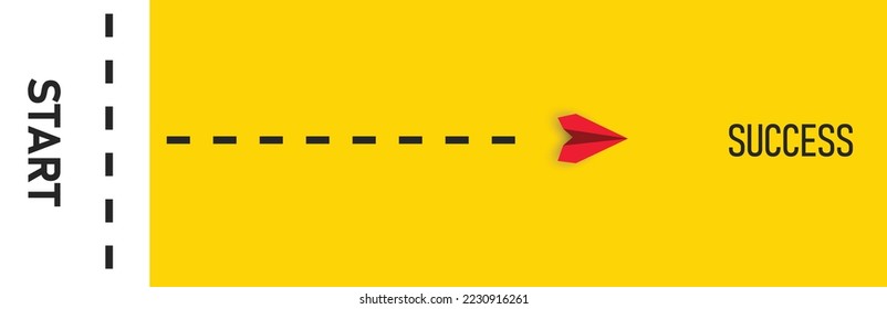 Red paper airplane flying to success. Concept of 2023 annual plan idea. Success, business creativity new idea discovery innovation technology