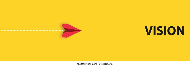 rotes Papierflugzeug, das in Richtung des Sichtzieles fliegt. Denken durch Handeln, Geschäftsleben ändern Konzept.