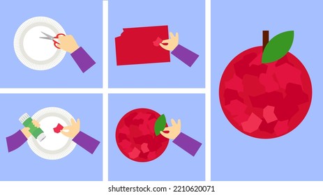 Red Paper Apple And Disposable Plate