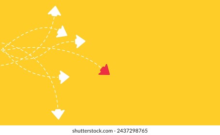 Red paper arrow flies from old, new stars. New Idea concept.