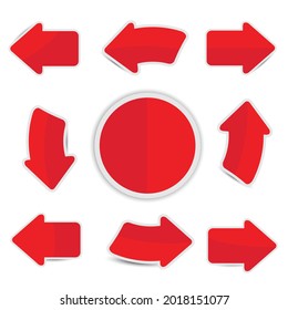Red paper arrow with shadow sticker