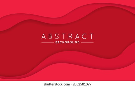 Red Paper Art Abstract Vector Background with  Waves for Use in Design. Modern Texture