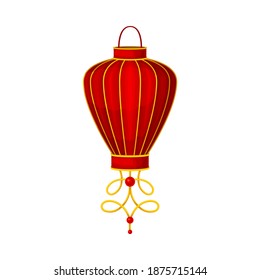Red Paper Bag with Candle Inside as Chinese Lantern Used as Festive Decoration Vector Illustration