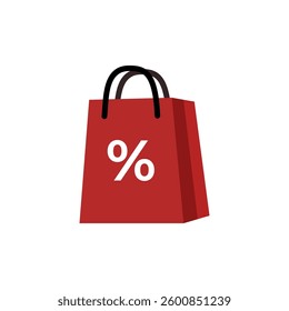 Red paper bag vector icon with white background