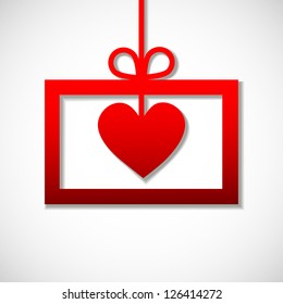 red paper banner with hearts