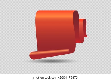 Red paper banner. On a transparent background.