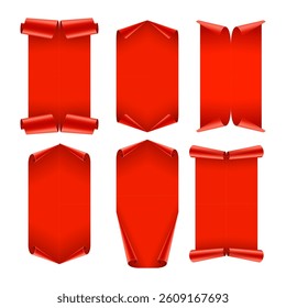 Red paper banners set. Vector illustration