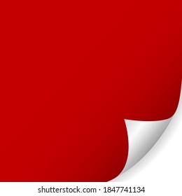 rotes Papier mit verbogener Ecke und weißem Hintergrund. Vektorgrafik 3D