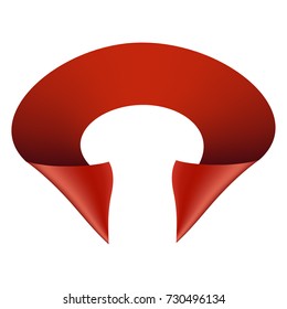 Red paper blank, banner, red ribbon on white background. Vector illustration.