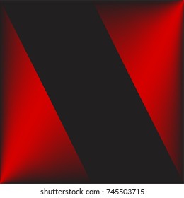 Red paper blank, banner, red ribbon on black background. Vector illustration.