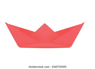Red paper boat. vector illustration