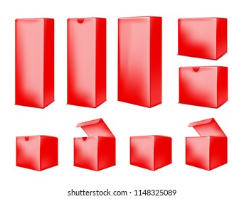 Red paper box on white background.