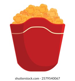 Red paper box overflowing with delicious and crunchy popcorn, perfect for a movie night snack