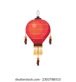 Red paper Chinese lantern flat style, vector illustration isolated on white background. Traditional decoration for Chinese New Year celebration, design element, hang