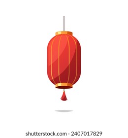 Red paper chinese lanterns vector isolated on white background.