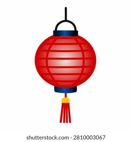 Red paper chochin lantern in flat vector style for Japanese matsuri street decoration
