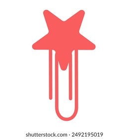 Roter Clip mit Stern. Vektorillustration.