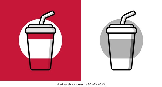 red paper coffe cup with cap set, vector illustration, icon set