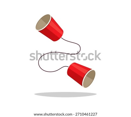 Red paper cups phone vector isolated on white background.